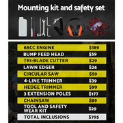 Giantz Pole Chainsaw 2 Stroke Petrol Hedge Trimmer Tree Pruner 9 In 1 PCAW-65CC-OG-GSAW