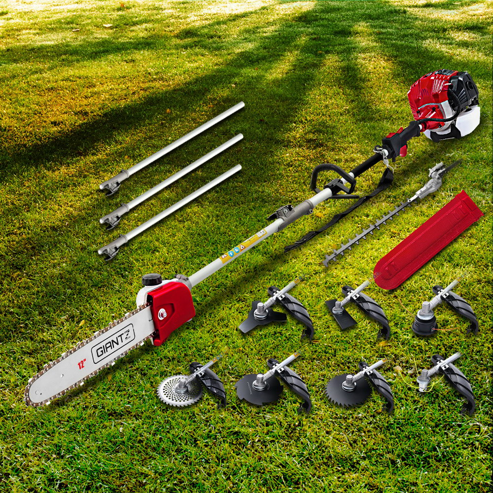 Giantz Pole Chainsaw 2 Stroke Petrol Hedge Trimmer Tree Pruner 9 In 1 PCAW-65CC-OG-GSAW