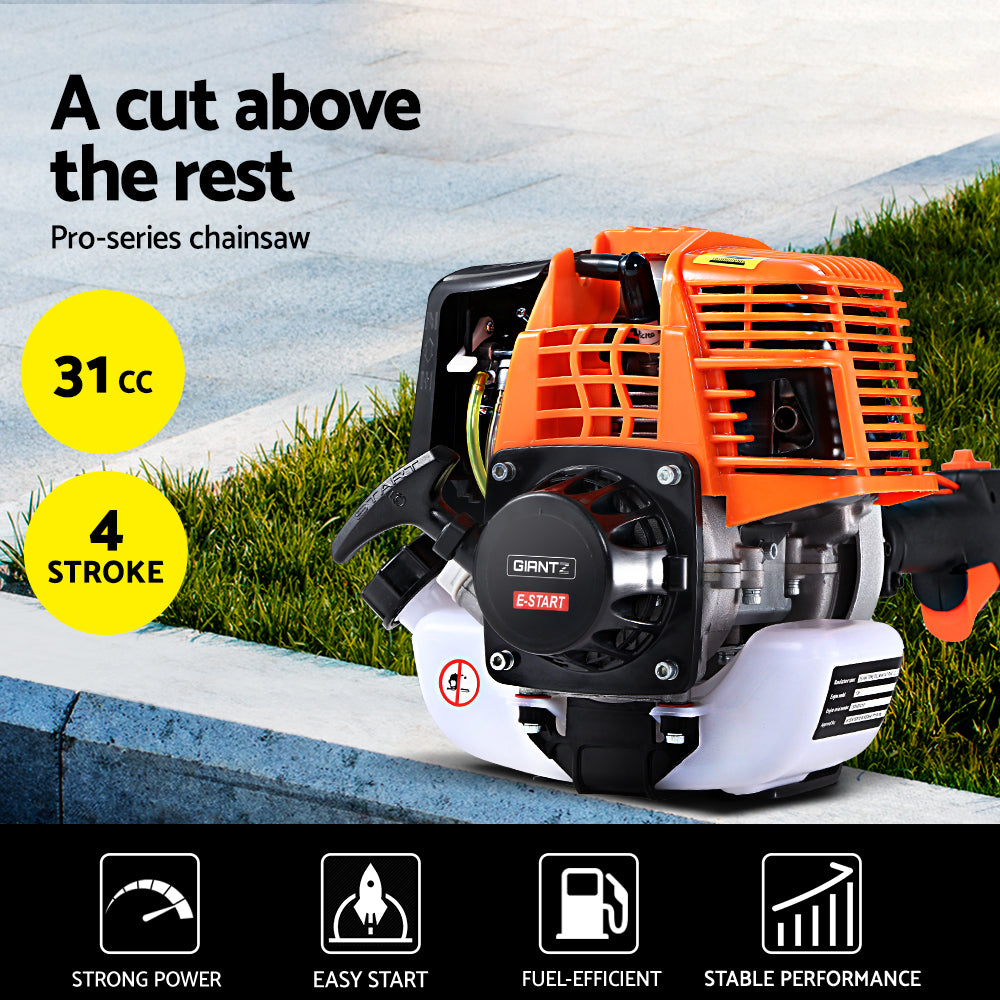 Giantz Pole 4 Stroke Chainsaw Petrol Tree Pruner Long Reach Saw 12 Inch Bar PCAW-FY-139-OG