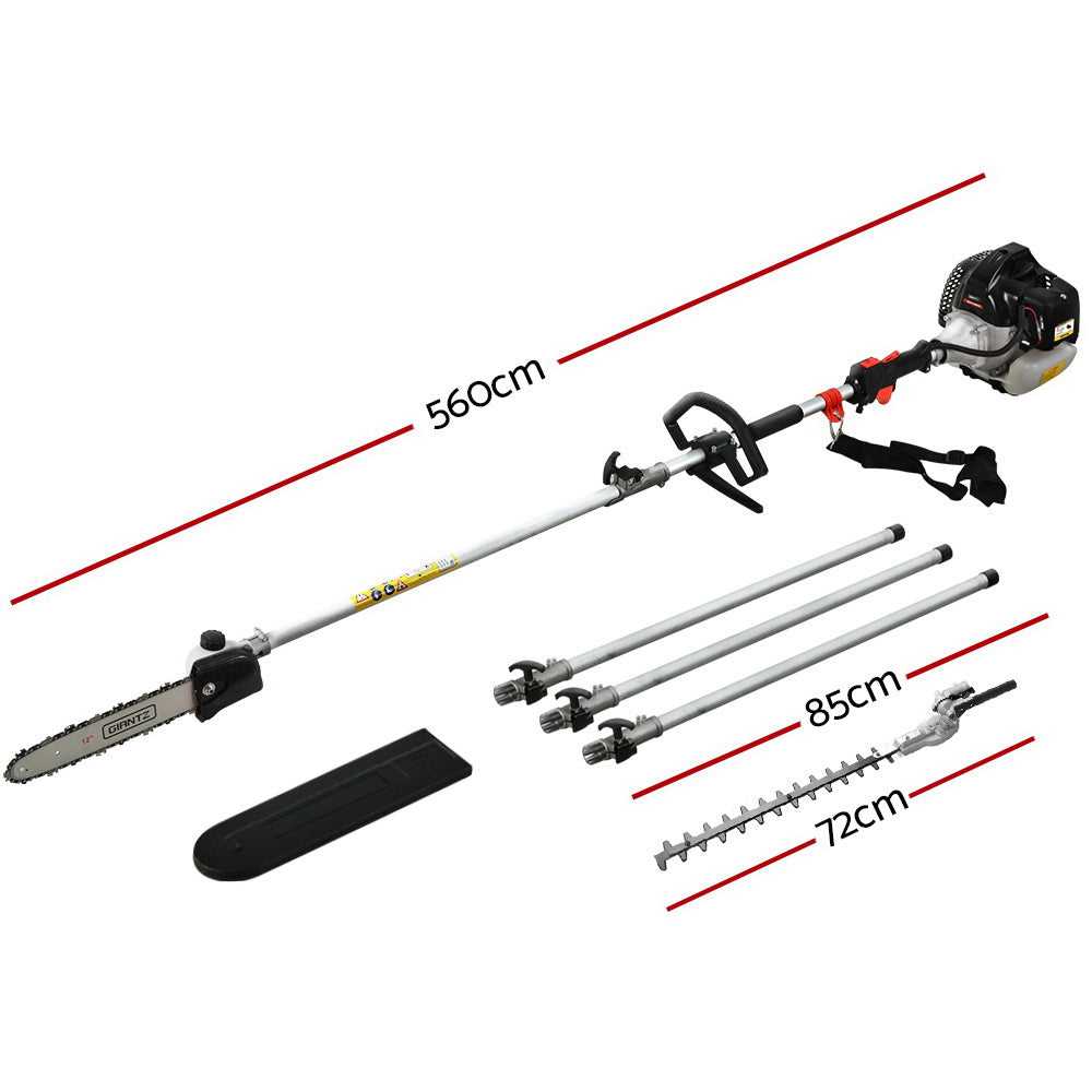 Giantz Petrol Pole Chainsaw Hedge Trimmer Pruner Chain Saw Brush Cutter Red PCAW-SXFV-BK2C-TM