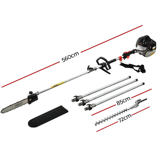 Giantz Petrol Pole Chainsaw Hedge Trimmer Pruner Chain Saw Brush Cutter Red PCAW-SXFV-BK2C-TM