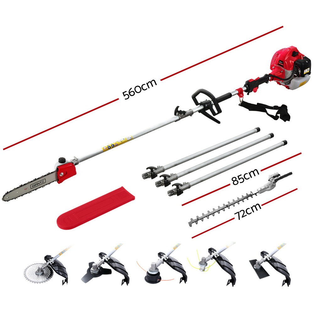 Giantz 65CC Pole Chainsaw Hedge Trimmer Brush Cutter Whipper Snipper 7-in-1 5.6m PCAW-SXFV-OR2C-TM-GSAW
