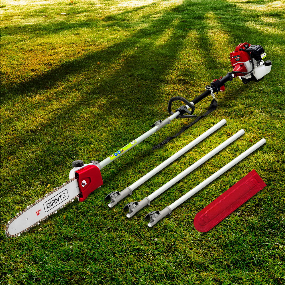 Giantz Pole Chainsaw 2 Stroke Petrol Tree Pruner Long Reach Saw 12 Inch Bar PCAW-SXTO-RD