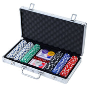 300pcs Poker Chips Set Casino Texas Hold'em Gambling Party Game Dice Cards Case PCS-RCO-300