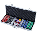 500pcs Poker Chips Set Casino Texas Hold'em Gambling Party Game Dice Cards Case PCS-RCO-500