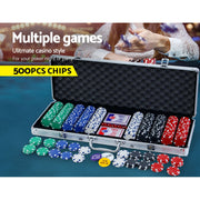 500pcs Poker Chips Set Casino Texas Hold'em Gambling Party Game Dice Cards Case PCS-RCO-500