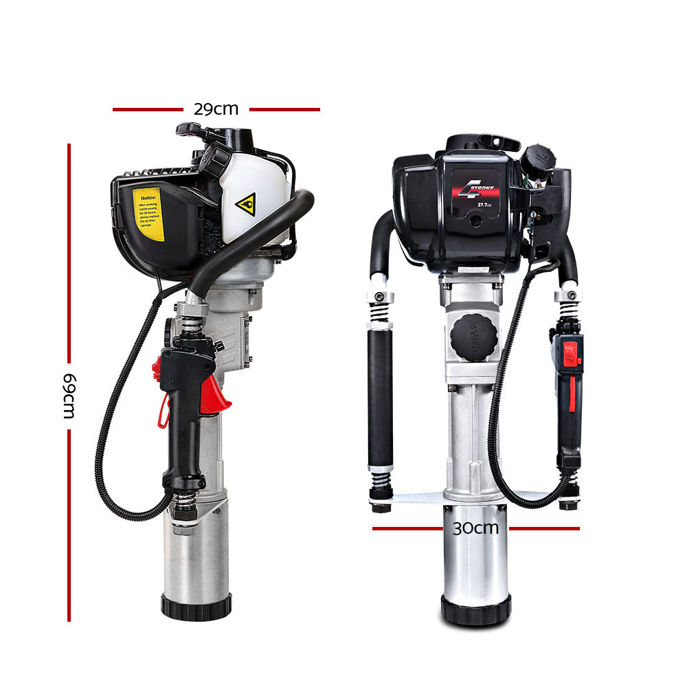 Giantz Petrol Post Driver 38CC 4-Stroke Rammer Pile Star Picket Fence Hole Black PD-FF-4S-OR
