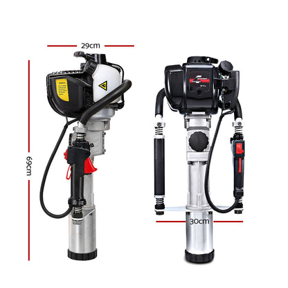 Giantz Petrol Post Driver 38CC 4-Stroke Rammer Pile Star Picket Fence Hole Black PD-FF-4S-OR