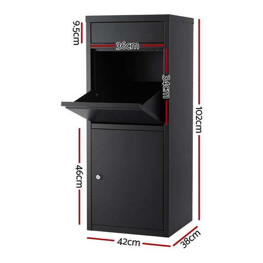 Gardeon Parcel Letterbox Drop Box Package Mailbox Black PDB-L-102-BK