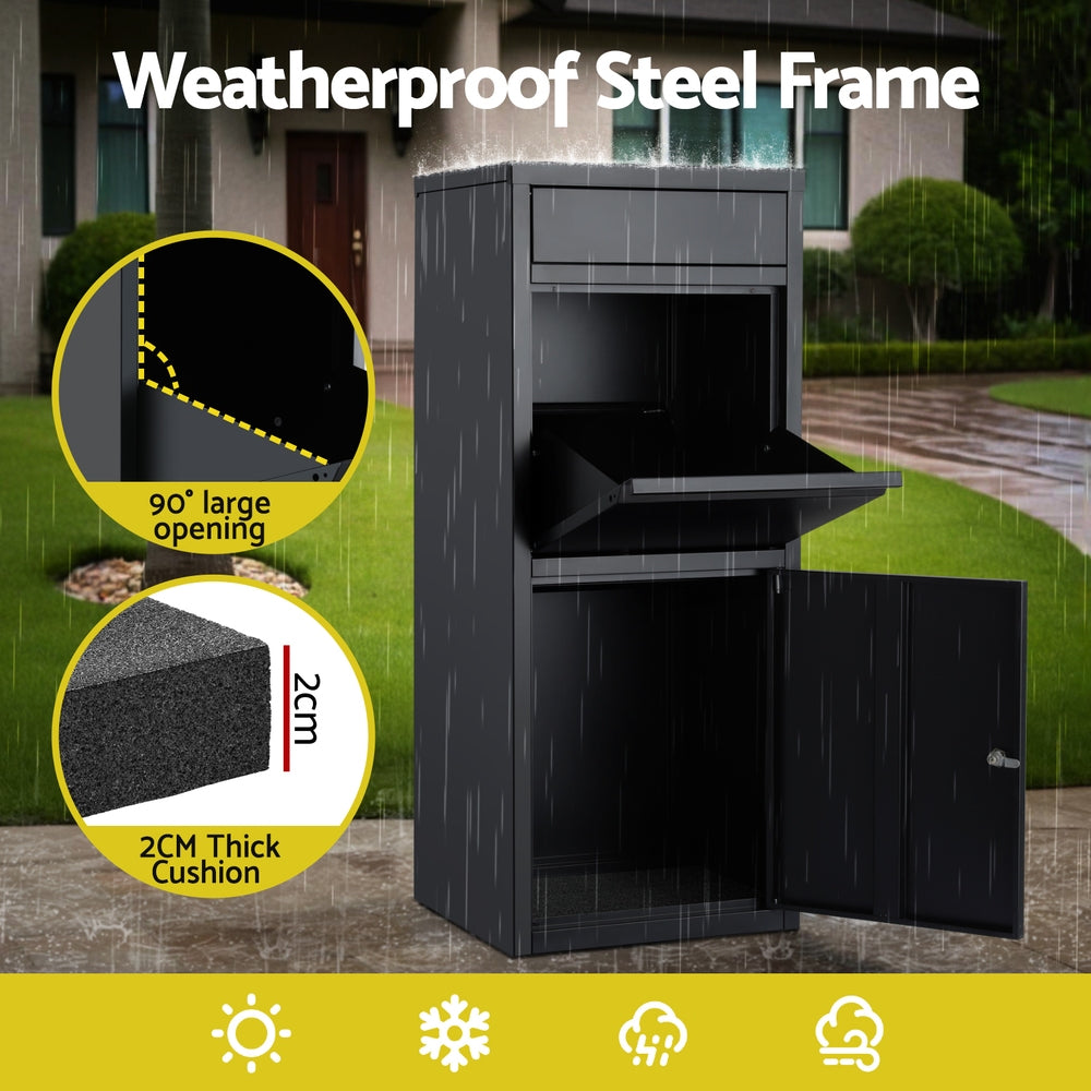 Gardeon Parcel Letterbox Drop Box Package Mailbox Black PDB-L-102-BK