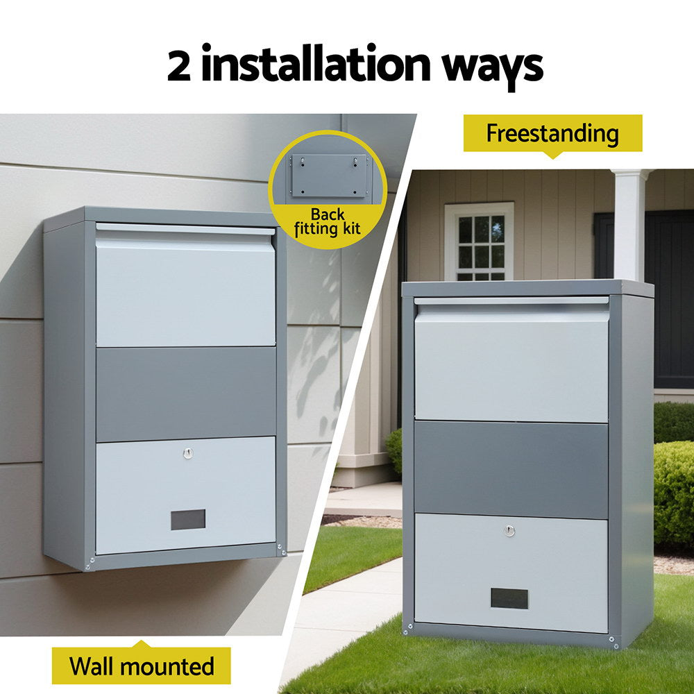 Gardeon Parcel Letterbox Drop Box Package Grey PDB-S-75-GY