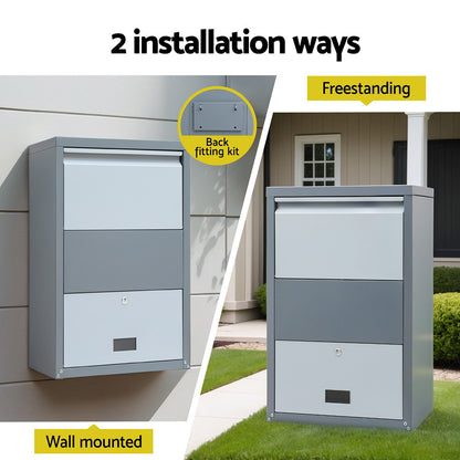 Gardeon Parcel Letterbox Drop Box Package Grey PDB-S-75-GY