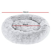 i.Pet Pet Bed Dog Cat 110cm Calming Extra Large Soft Plush Light Charcoal PET-BED-D110-CO