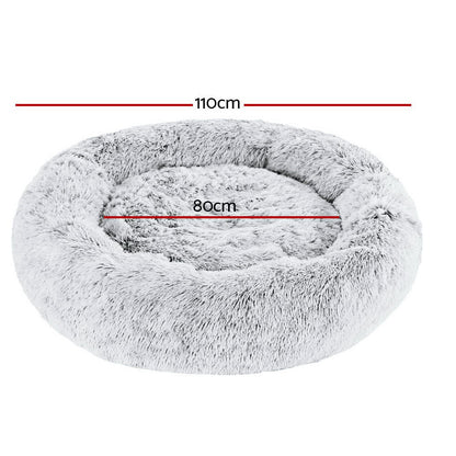 i.Pet Pet Bed Dog Cat 110cm Calming Extra Large Soft Plush Light Charcoal PET-BED-D110-CO