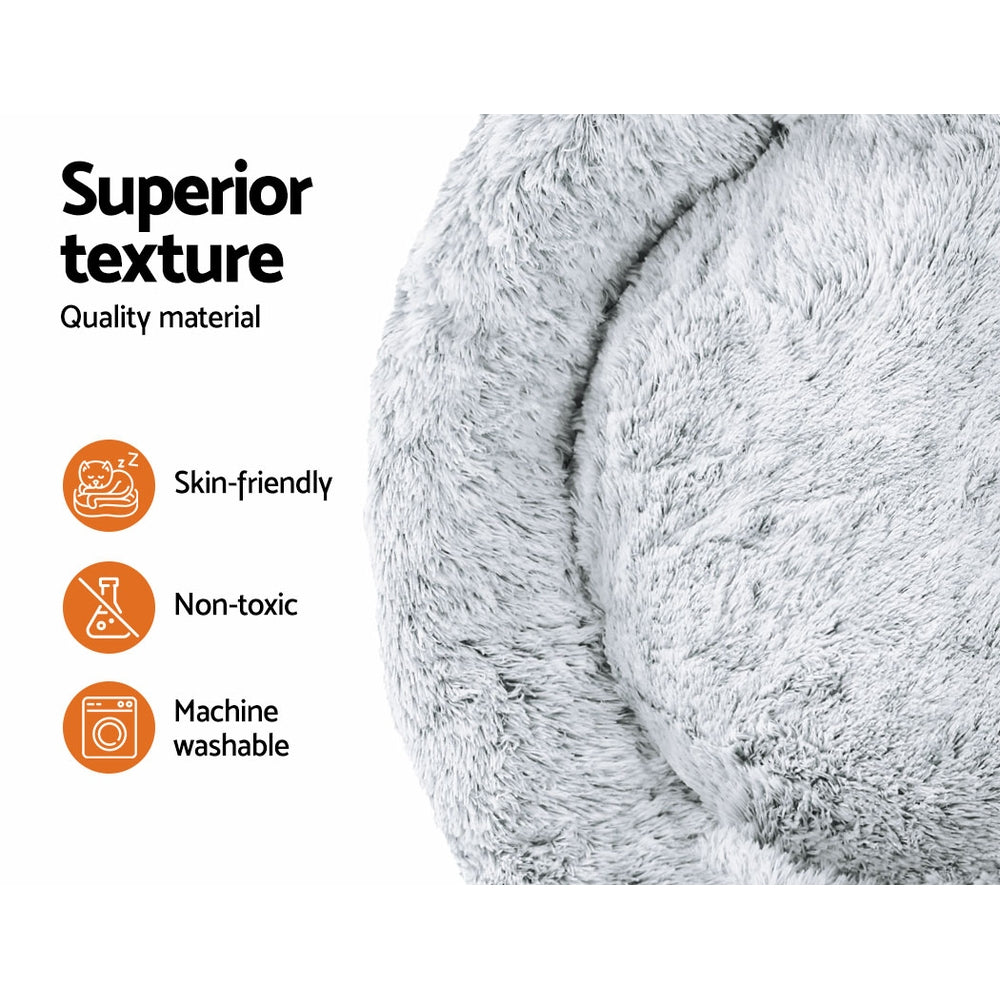 i.Pet Pet Bed Dog Cat 110cm Calming Extra Large Soft Plush Light Charcoal PET-BED-D110-CO