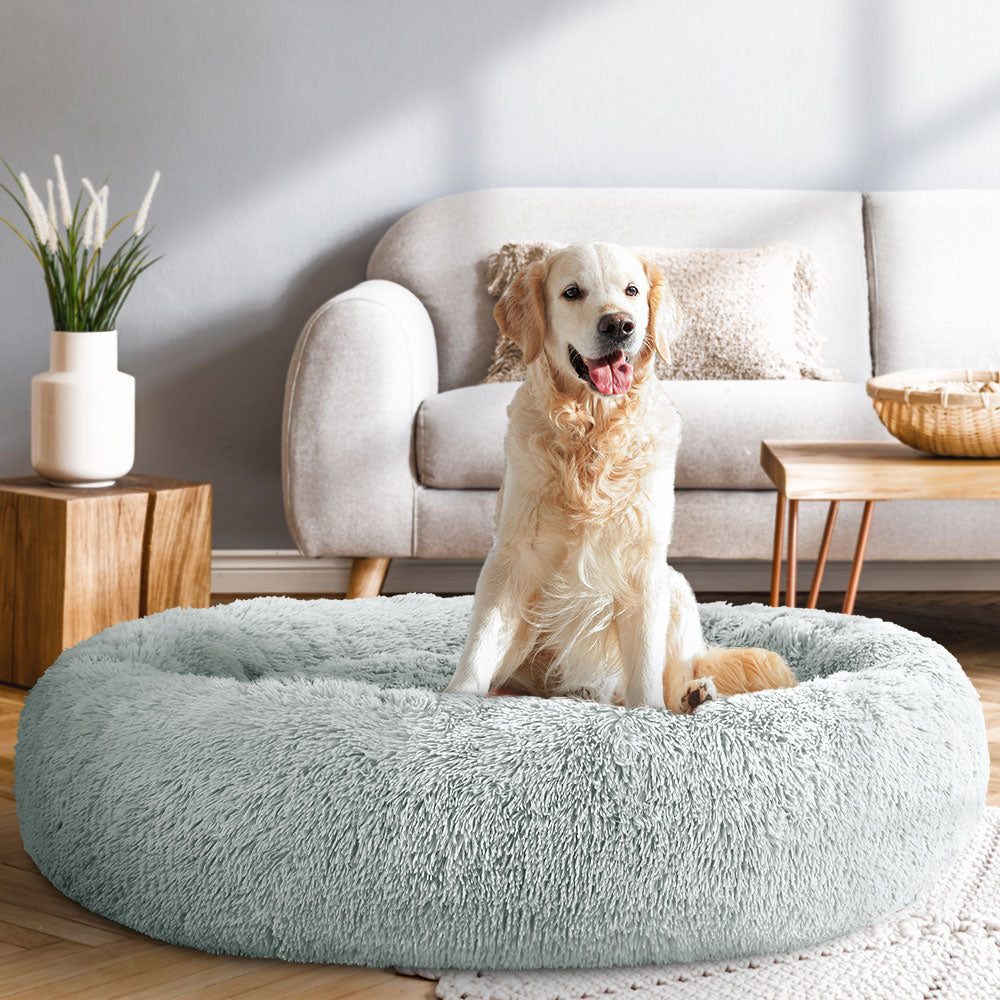 i.Pet Pet Bed Dog Cat 110cm Calming Extra Large Soft Plush Light Grey PET-BED-D110-LTGR
