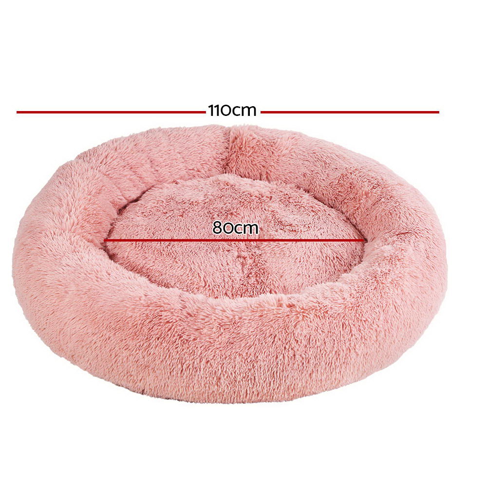 i.Pet Pet Bed Dog Cat 110cm Calming Extra Large Soft Plush Pink PET-BED-D110-PK
