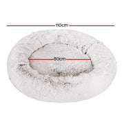 i.Pet Pet Bed Dog Cat 110cm Calming Extra Large Soft Plush White Brown PET-BED-D110-WHBR