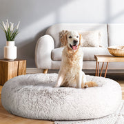 i.Pet Pet Bed Dog Cat 110cm Calming Extra Large Soft Plush White Brown PET-BED-D110-WHBR