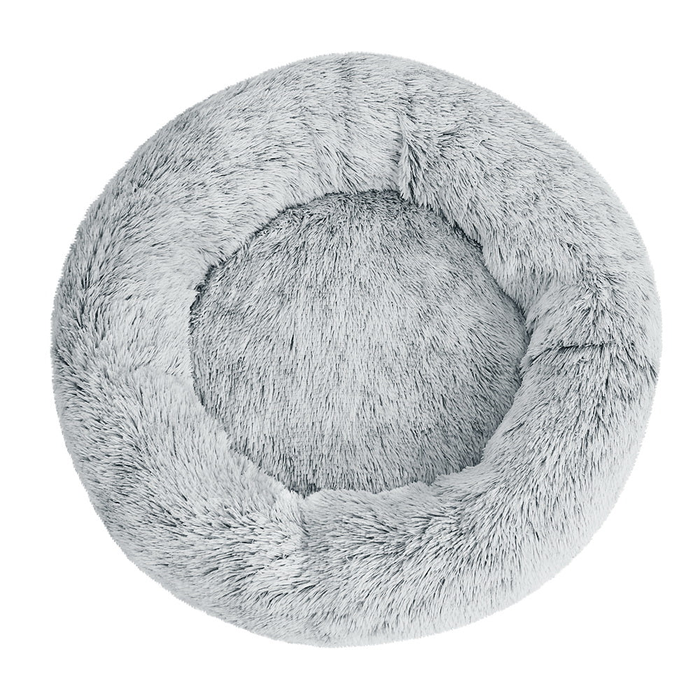 i.Pet Pet Bed Dog Cat 90cm Large Calming Soft Plush Light Charcoal PET-BED-D90-CO