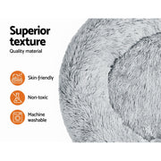 i.Pet Pet Bed Dog Cat 90cm Large Calming Soft Plush Light Charcoal PET-BED-D90-CO