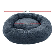 i.Pet Pet Bed Dog Cat 90cm Large Calming Soft Plush Bed Dark Grey PET-BED-D90-DKGR
