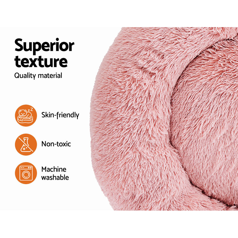 i.Pet Pet Bed Dog Cat 90cm Large Calming Soft Plush Pink PET-BED-D90-PK