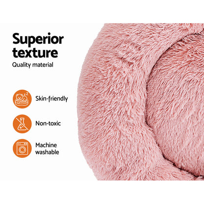 i.Pet Pet Bed Dog Cat 90cm Large Calming Soft Plush Pink PET-BED-D90-PK