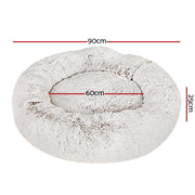 i.Pet Pet Bed Dog Cat 90cm Large Calming Soft Plush White Brown PET-BED-D90-WHBR
