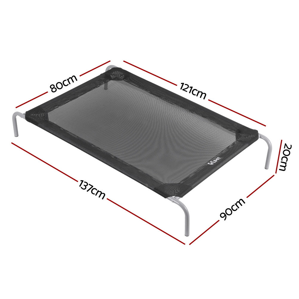 i.Pet Pet Dog Bed Elevated Trampoline Durable Raised Heavy Duty Large Dogs 90x137cm Black PET-BED-ET-XXL137-BK