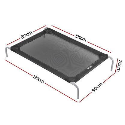 i.Pet Pet Dog Bed Elevated Trampoline Durable Raised Heavy Duty Large Dogs 90x137cm Black PET-BED-ET-XXL137-BK