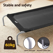 i.Pet Pet Dog Bed Elevated Trampoline Durable Raised Heavy Duty Large Dogs 90x137cm Black PET-BED-ET-XXL137-BK