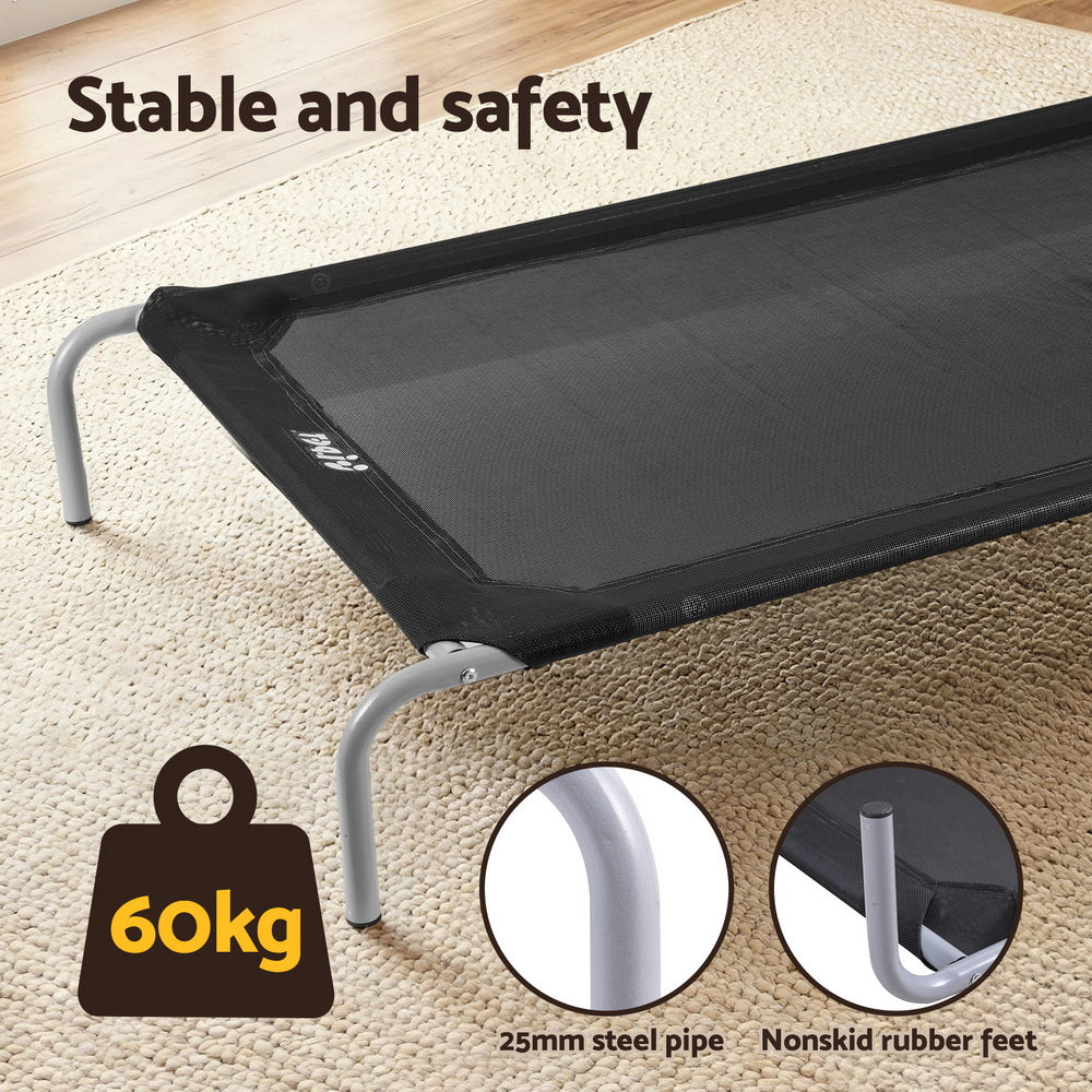 i.Pet Pet Dog Bed Elevated Trampoline Durable Raised Heavy Duty Large Dogs 90x137cm Black PET-BED-ET-XXL137-BK