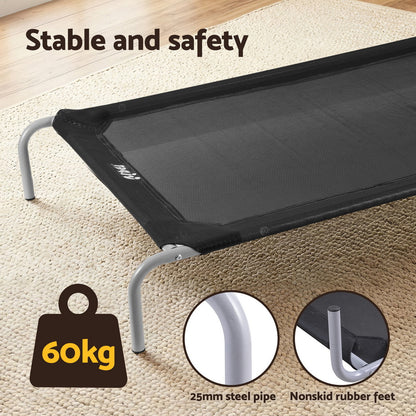 i.Pet Pet Dog Bed Elevated Trampoline Durable Raised Heavy Duty Large Dogs 90x137cm Black PET-BED-ET-XXL137-BK
