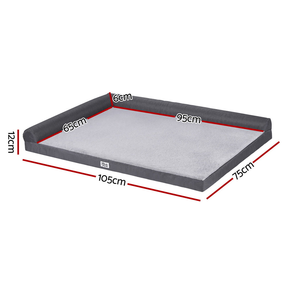 i.Pet Pet Bed Plush Soft Cushion Egg Crate Large Sofa Platform Removable Washable PET-BED-H12-L105-GR