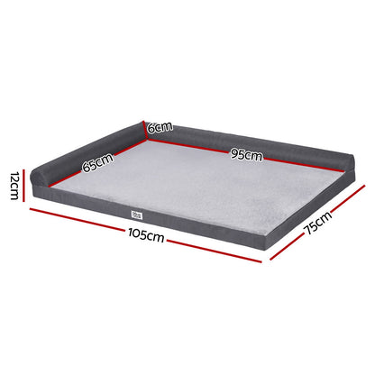 i.Pet Pet Bed Plush Soft Cushion Egg Crate Large Sofa Platform Removable Washable PET-BED-H12-L105-GR