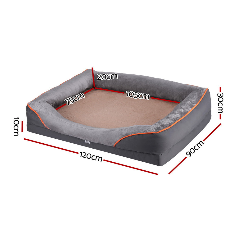 i.Pet Pet Bed Orthopedic Washable Dog Bed Plush Fleece Sofa Cushion Mat PET-BED-H30-XL120-GR
