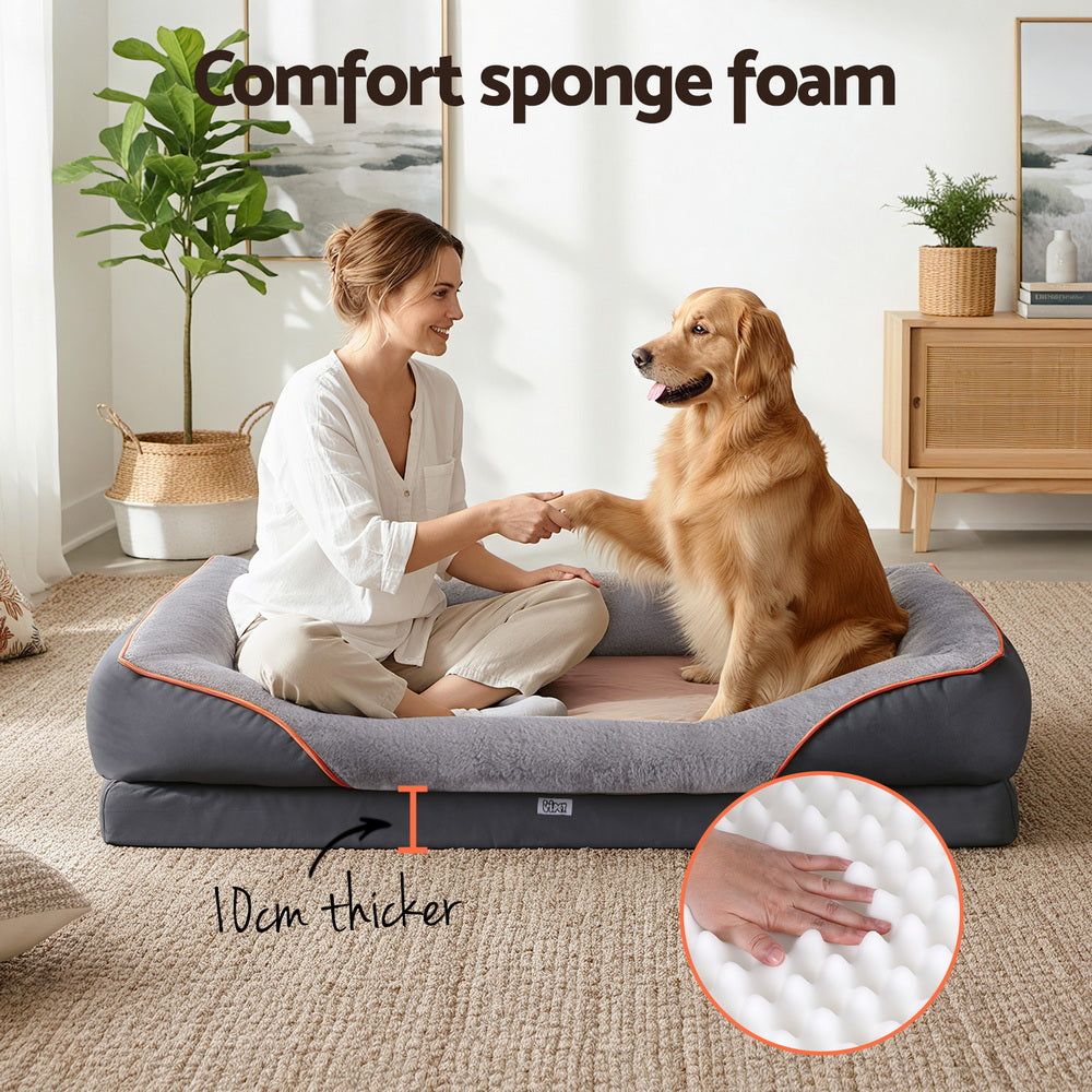 i.Pet Pet Bed Orthopedic Washable Dog Bed Plush Fleece Sofa Cushion Mat PET-BED-H30-XL120-GR