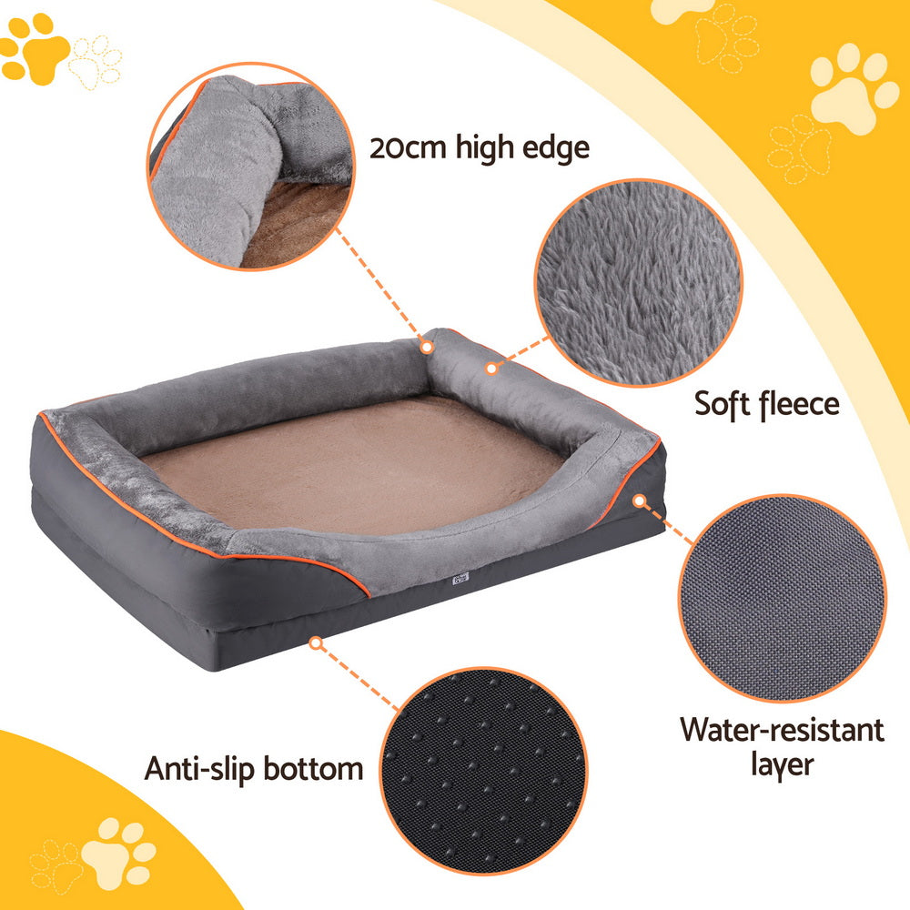 i.Pet Pet Bed Orthopedic Washable Dog Bed Plush Fleece Sofa Cushion Mat PET-BED-H30-XL120-GR