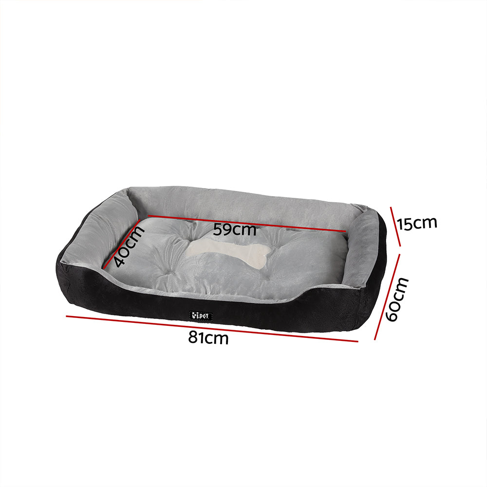 i.Pet Pet Bed Dog Cat Calming Soft Sleeping Comfy Plush Mat Cave Washable Black PET-BED-L80-BK