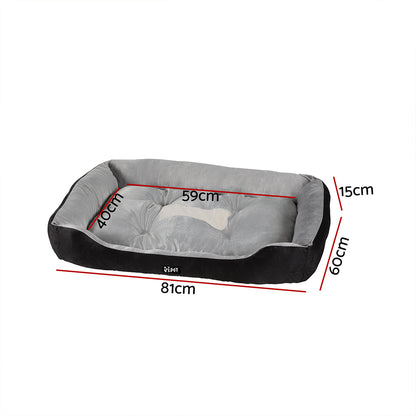 i.Pet Pet Bed Dog Cat Calming Soft Sleeping Comfy Plush Mat Cave Washable Black PET-BED-L80-BK