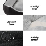 i.Pet Pet Bed Dog Cat Calming Soft Sleeping Comfy Plush Mat Cave Washable Black PET-BED-L80-BK