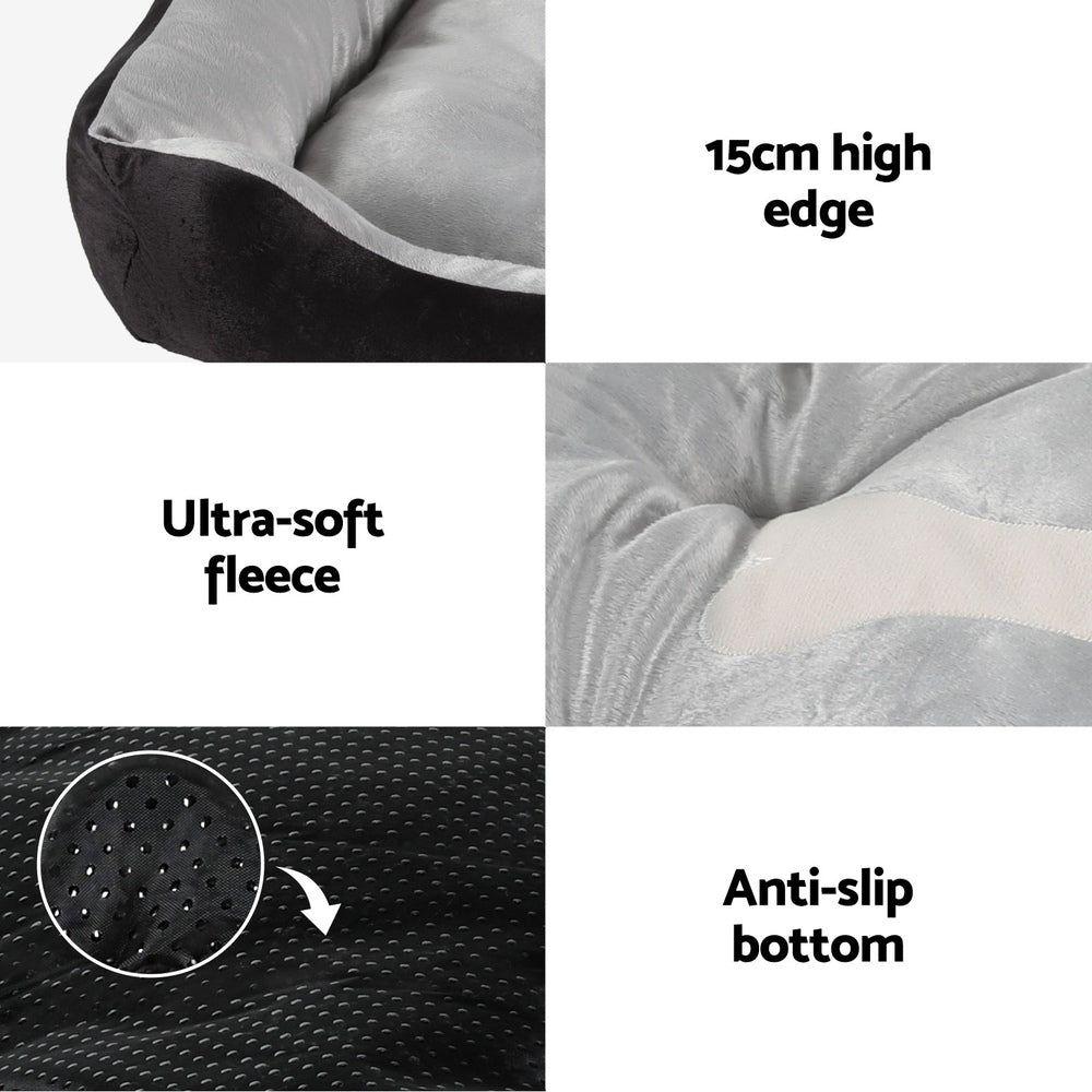 i.Pet Pet Bed Dog Cat Calming Soft Sleeping Comfy Plush Mat Cave Washable Black PET-BED-L80-BK