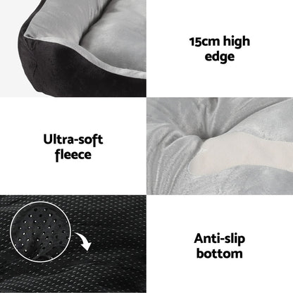 i.Pet Pet Bed Dog Cat Calming Soft Sleeping Comfy Plush Mat Cave Washable Black PET-BED-L80-BK