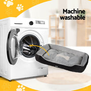 i.Pet Pet Bed Dog Cat Calming Soft Sleeping Comfy Plush Mat Cave Washable Black PET-BED-L80-BK