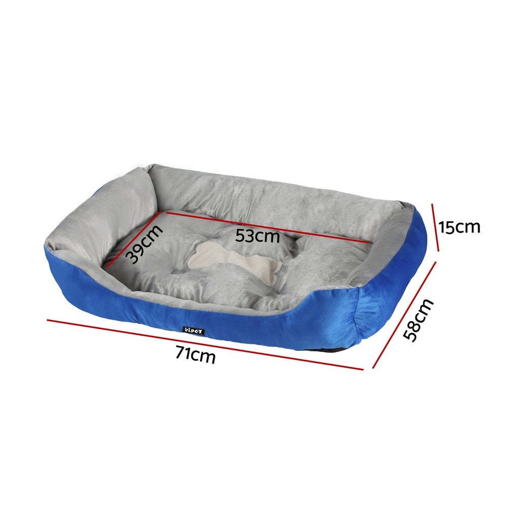 i.Pet Pet Bed Dog Cat Calming Soft Mat Sleeping Comfy Plush Cave Washable Blue PET-BED-M70-BL