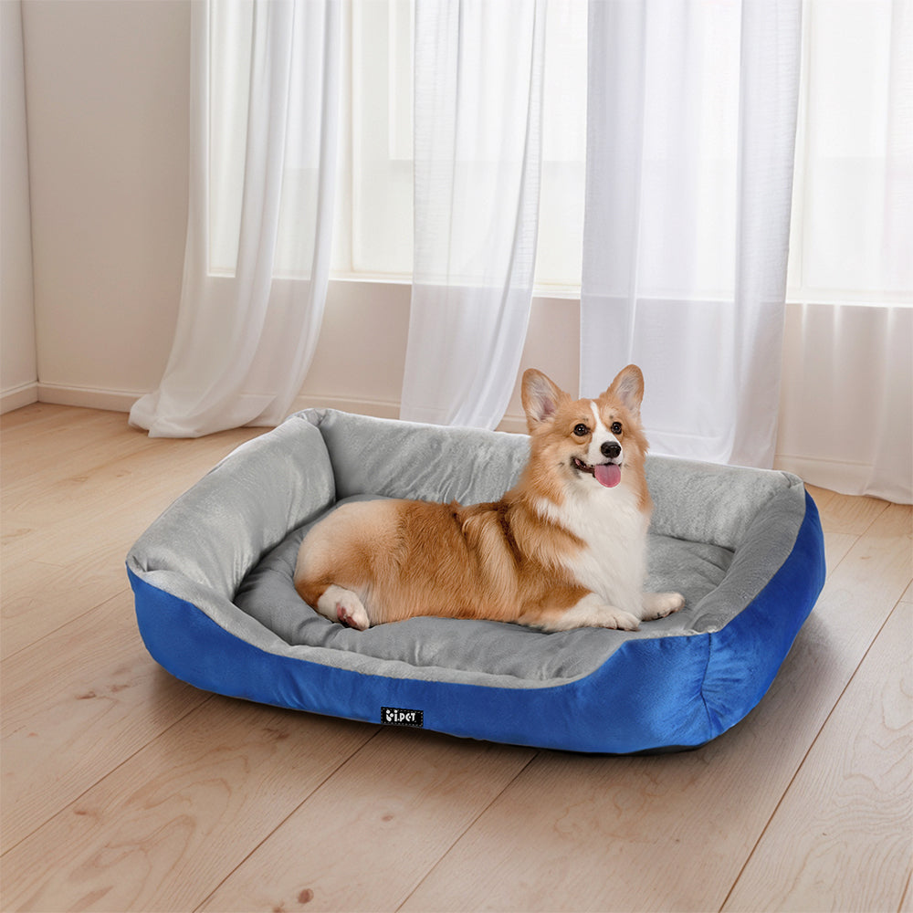 i.Pet Pet Bed Dog Cat Calming Soft Mat Sleeping Comfy Plush Cave Washable Blue PET-BED-M70-BL