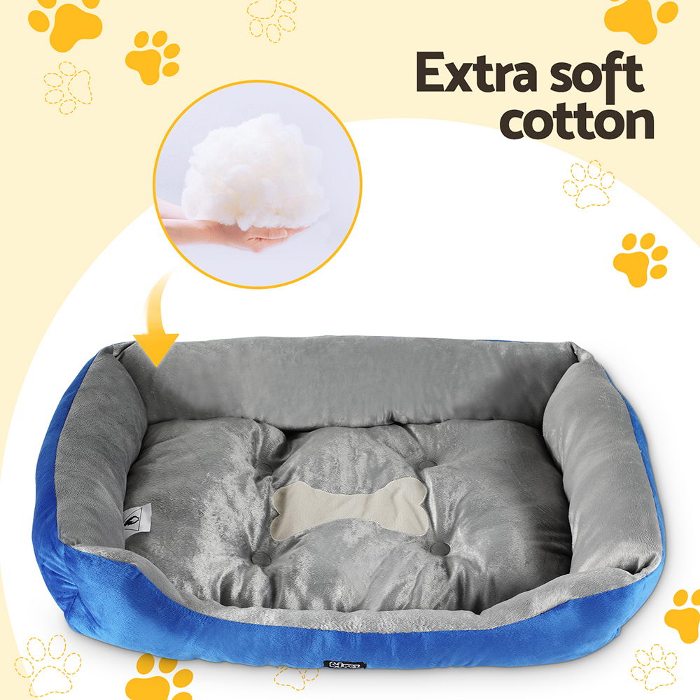 i.Pet Pet Bed Dog Cat Calming Soft Mat Sleeping Comfy Plush Cave Washable Blue PET-BED-M70-BL