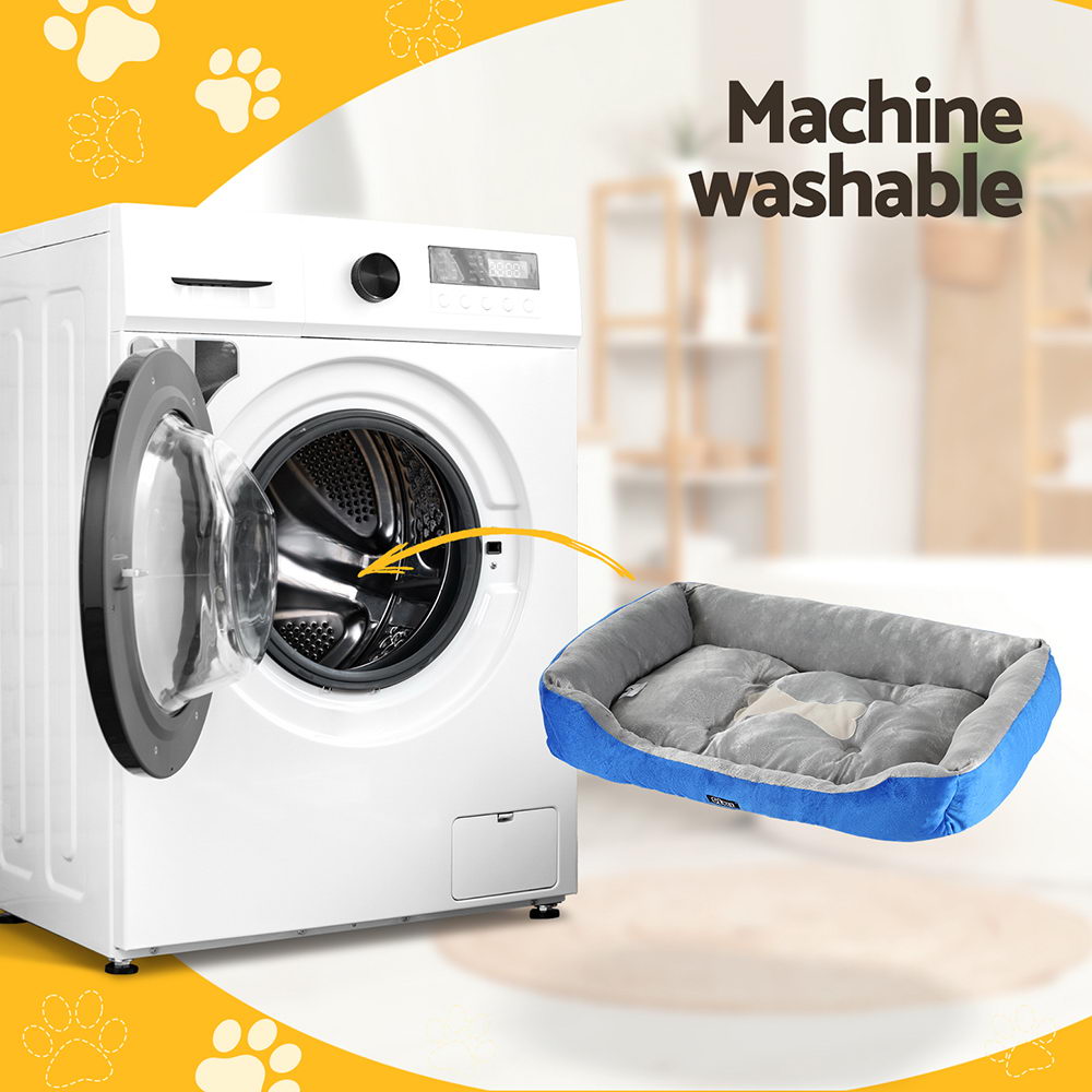 i.Pet Pet Bed Dog Cat Calming Soft Mat Sleeping Comfy Plush Cave Washable Blue PET-BED-M70-BL