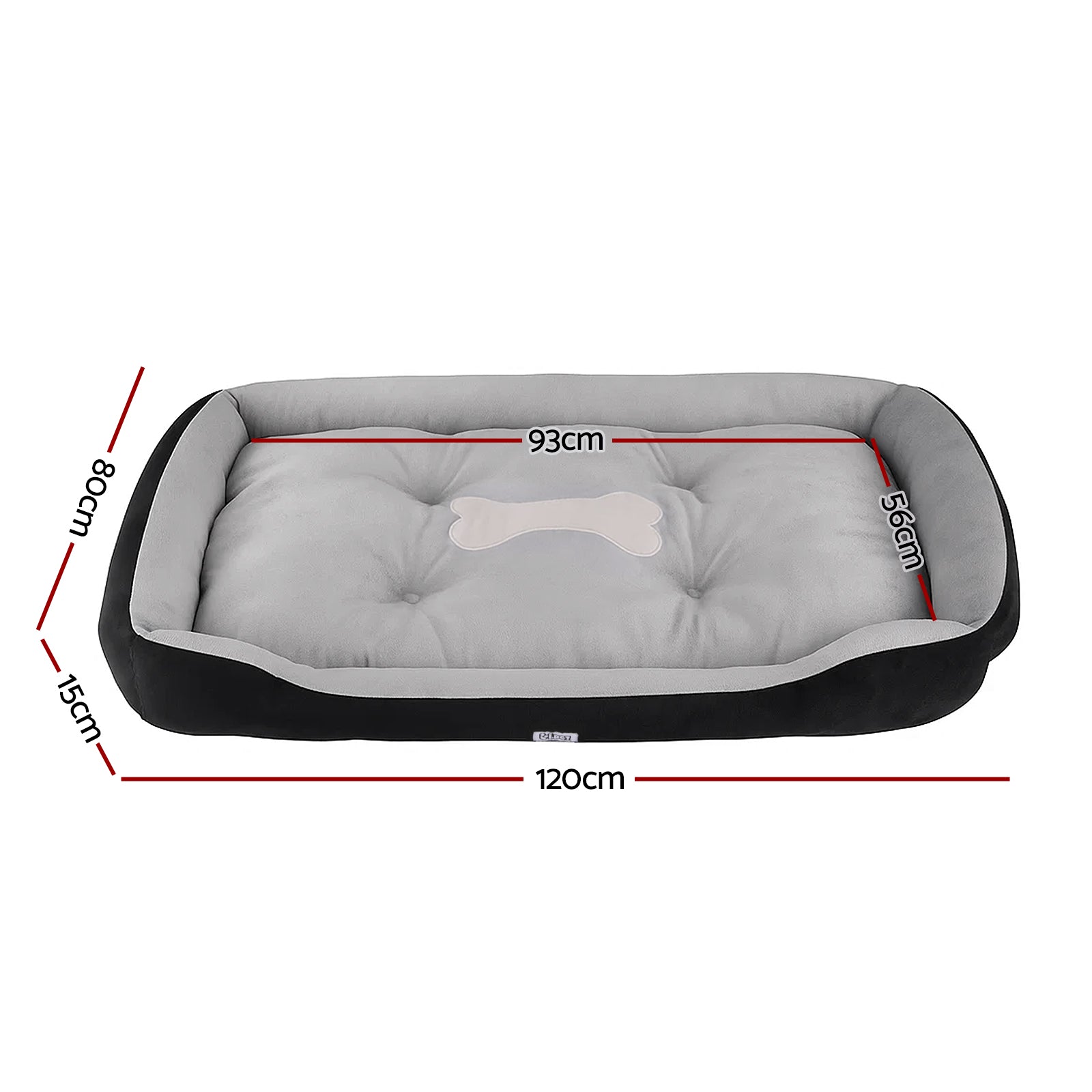 i.Pet Pet Bed Dog Bed Soft PP Cotton Mat Sleeping Comfy Cushion Washable Extra Large PET-BED-XL120-BKGR